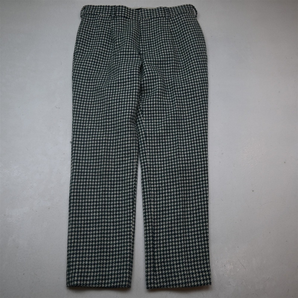 NEW Harris Tweed 34x30 Green Houndstooth 100% Heavyweight Wool Pleated Pants